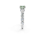 Platinum Fancy Green Asscher Cut Diamond Side Stone Engagement Ring with Four-Prong Setting_2