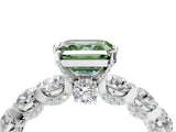 Platinum Fancy Green Asscher Cut Diamond Side Stone Engagement Ring with Four-Prong Setting_4