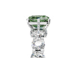 Platinum Fancy Green Asscher Cut Diamond Side Stone Engagement Ring with Four-Prong Setting_5
