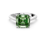 Platinum Fancy Green Asscher Cut Diamond Solitaire Engagement Ring with Cathedral Setting and Four-Prong Mount_12