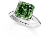 Platinum Fancy Green Asscher Cut Diamond Solitaire Engagement Ring with Cathedral Setting and Four-Prong Mount_13