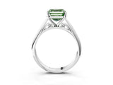 Platinum Fancy Green Asscher Cut Diamond Solitaire Engagement Ring with Cathedral Setting and Four-Prong Mount_15