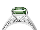 Platinum Fancy Green Asscher Cut Diamond Solitaire Engagement Ring with Cathedral Setting and Four-Prong Mount_16
