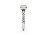 Platinum Fancy Green Asscher Cut Diamond Solitaire Pavé Engagement Ring with Round Band and Prong Setting_2