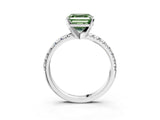 Platinum Fancy Green Asscher Cut Diamond Solitaire Pavé Engagement Ring with Round Band and Prong Setting_3