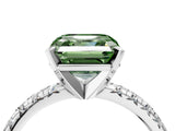 Platinum Fancy Green Asscher Cut Diamond Solitaire Pavé Engagement Ring with Round Band and Prong Setting_4