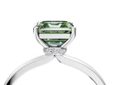 Platinum Fancy Green Asscher Cut Diamond Solitaire Ring with Classic Band and Four-Prong Setting_16