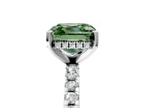 Platinum Fancy Green Asscher Cut Diamond Solitaire Ring with Round  Pavé Band and Four-Prong Setting_41