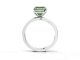Platinum Fancy Green Asscher Cut Diamond Solitaire Ring with Thin Band and Prong Setting_3