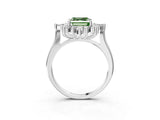 Platinum Fancy Green Asscher Cut Halo Diamond Cluster Ring with Marquise and Round Stones on a White Gold Band with Prong Setting_3
