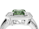 Platinum Fancy Green Asscher Cut Halo Diamond Engagement Ring with Pave Split Shank and Four-Prong Setting_40