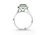 Platinum Fancy Green Asscher  Cut Halo Solitaire Engagement Ring with Square Band and Four-Prong Setting_27