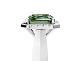 Platinum Fancy Green Asscher  Cut Halo Solitaire Engagement Ring with Square Band and Four-Prong Setting_29
