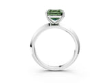 Platinum Fancy Green Asscher  Cut Solitaire Engagement Ring with Flat Band and Four-Prong Setting 4