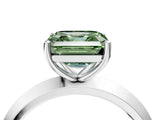 Platinum Fancy Green Asscher  Cut Solitaire Engagement Ring with Flat Band and Four-Prong Setting 5