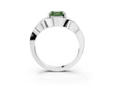 Platinum Fancy Green Asscher Cut Solitaire Intertwined Band Prong Setting Ring_9