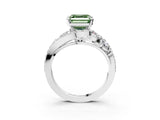 Platinum Fancy Green Asscher  Diamond Halo Ring with Marquise and Pavé Band in Prong Setting_57