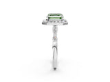 Platinum Fancy Green Asscher  Halo Diamond Engagement Ring with Twisted Band and Four-Prong Setting 2