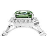Platinum Fancy Green Asscher  Halo Diamond Engagement Ring with Twisted Band and Four-Prong Setting 4