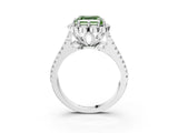 Platinum Fancy Green Asscher  Halo Diamond Floral Split Shank Engagement Ring 3