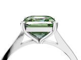Platinum Fancy Green Asscher  Solitaire Diamond Ring with Four-Prong Setting and Tapered Band 5
