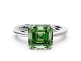 Platinum Fancy Green Asscher  Solitaire Diamond Ring with Split Shank and Four-Prong Setting_12