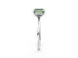 Platinum Fancy Green Asscher  Solitaire Diamond Ring with a Classic Band and Four-Prong Setting 2