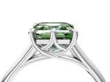 Platinum Fancy Green Asscher  Solitaire Engagement Ring with Six-Prong Setting and Classic Band 5