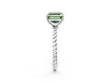 Platinum Fancy Green Asscher  Solitaire Twist Band Ring with Four-Prong Setting_2