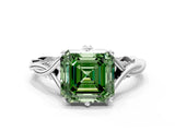Platinum Fancy Green Asscher  Solitaire Twist Band Six-Prong Setting 1