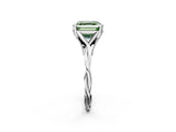 Platinum Fancy Green Asscher  Solitaire Twist Band Six-Prong Setting 3