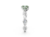 Platinum Fancy Green Asscher  Solitaire Twist Band with Leaf Prong Setting 2