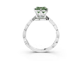 Platinum Fancy Green Asscher  Solitaire Twist Band with Leaf Prong Setting 3
