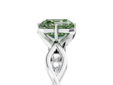 Platinum Fancy Green Asscher  Solitaire Twist Band with Leaf Prong Setting 5