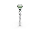 Platinum Fancy Green Asscher  Solitaire Twisted Band with Prong Setting 3