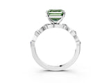 Platinum Fancy Green Asscher  Solitaire Twisted Band with Prong Setting 4