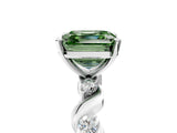Platinum Fancy Green Asscher  Solitaire Twisted Band with Prong Setting