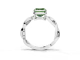 Platinum Fancy Green Asscher  Solitaire Twisted Pave Diamond Ring with Four-Prong Setting_3