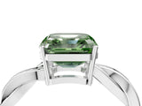 Platinum Fancy Green Asscher  Solitaire Twisted Pave Diamond Ring with Four-Prong Setting_4