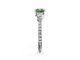 Platinum Fancy Green Cushion  Brilliant Diamond Solitaire with Pavé Band and Four-Prong Setting 3