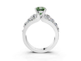 Platinum Fancy Green Cushion  Brilliant Solitaire with Side Stones on a Pave Band and Four-Prong Setting_15