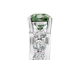 Platinum Fancy Green Cushion  Brilliant Solitaire with Side Stones on a Pave Band and Four-Prong Setting_17