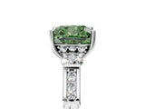 Platinum Fancy Green Cushion Cut Brilliant Three-Stone Pave Band with Four-Prong Setting_11