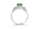 Platinum Fancy Green Cushion Cut Brilliant Three-Stone Pave Band with Four-Prong Setting_9