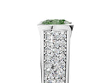 Platinum Fancy Green Cushion Cut Cut Diamond Channel Set Pave Band with Tension Prong Setting_11