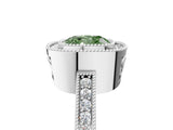 Platinum Fancy Green Cushion Cut Cut Halo Pavé Diamond Ring_11