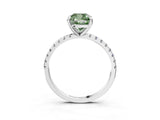 Platinum Fancy Green Cushion Cut Diamond Brilliant Solitaire Ring with Pavé Band and Four-Prong Setting_39