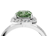 Platinum Fancy Green Cushion Cut Diamond Double Halo Ring with Split Shank and Four-Prong Setting_16