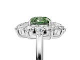Platinum Fancy Green Cushion Cut Diamond Floral Double Halo Engagement Ring with Prong Setting_35