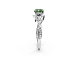 Platinum Fancy Green Cushion Cut Diamond  Halo Twist Band Solitaire Prong Setting Ring_14